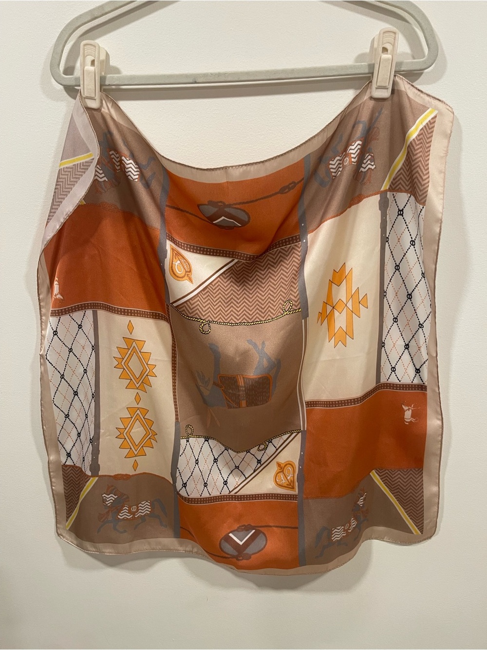 Decorative Rust & Beige Patterned Scarf - Home Accents